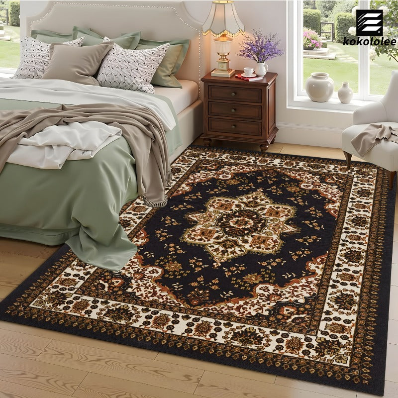 Bohemian Persian Small Area Rug 31"x20" – Soft Rectangular Floor Mat, Machine Washable, Anti-Slip Lining, for Bedroom, Entryway & High-Traffic Areas