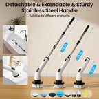 9-in-1 USB Rechargeable Electric Rotating Cleaning Brush – 8 Brush Heads + Gap Brush, 2-Hour Runtime, Telescopic Handle for Bathtub, Tile, Floor & Car