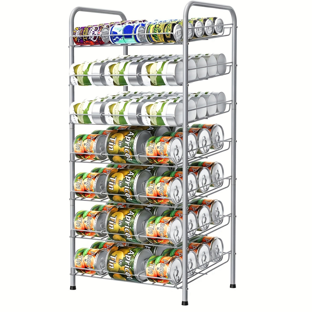 7-Tier Can Rack Organizer for Pantry | Holds 84 Cans Metal Can Dispenser with Adjustable Dividers for Kitchen Cabinet