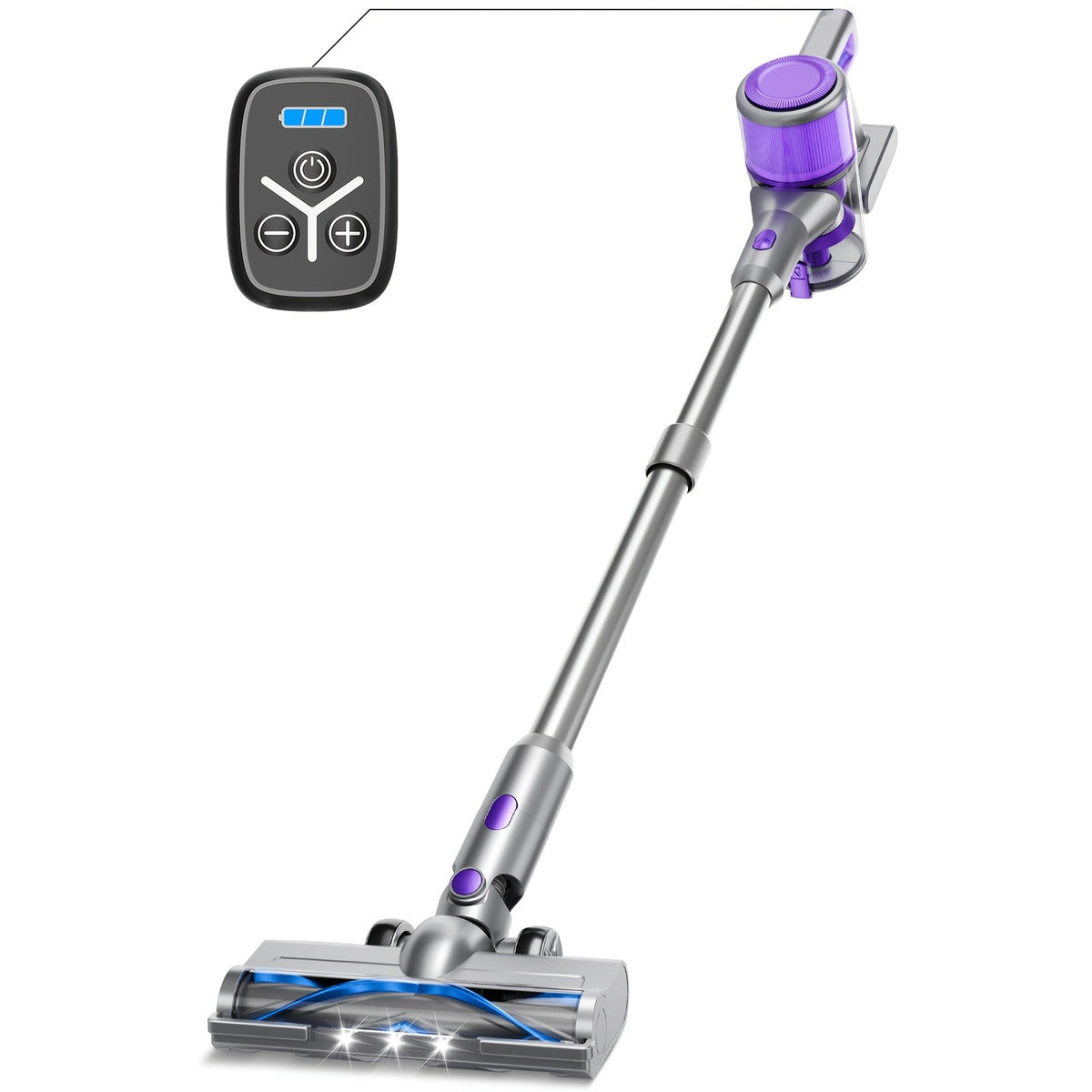8-in-1 Cordless Stick Vacuum 65KPa with Detachable Battery Display – Lightweight Handheld Bagless Vacuum, 45-Min Runtime, 2200mAh for Hardwood Floors, Carpets & Pet Hair
