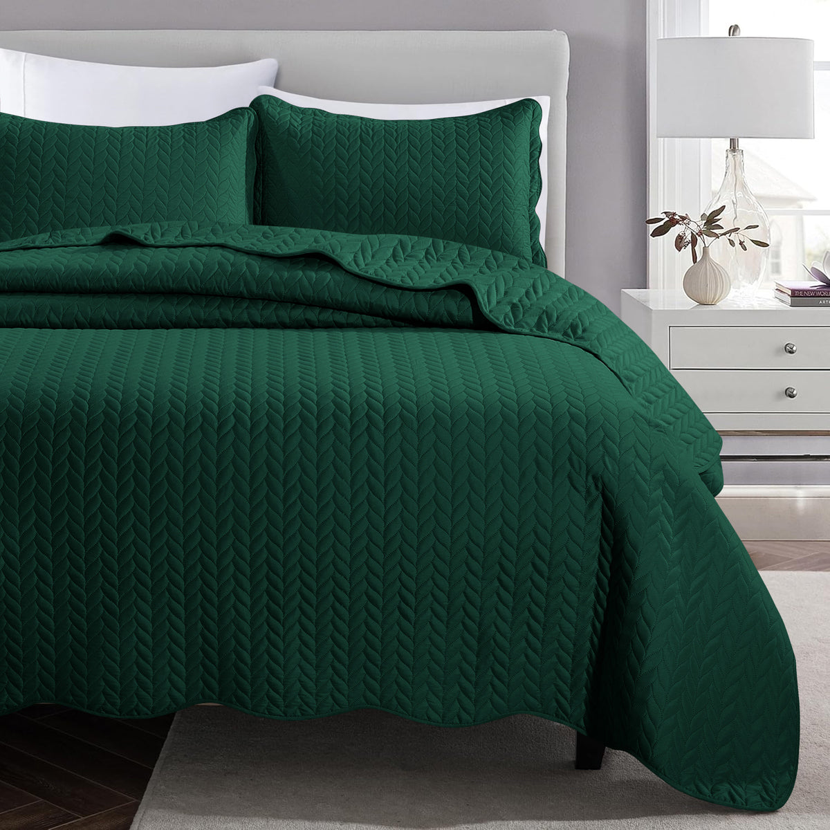 Microfiber Quilt Bedspread Set All Season Lightweight – Soft Breathable Quilted Coverlet Twin Full Queen King 16 Colors Machine Washable