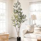 Tall Artificial Olive Tree 5/6/7FT Thick Trunk Indoor Faux Olive Plant with Lush Leaves & Berries for Living Room, Kitchen & Home Decor, Spring Summer Decoration