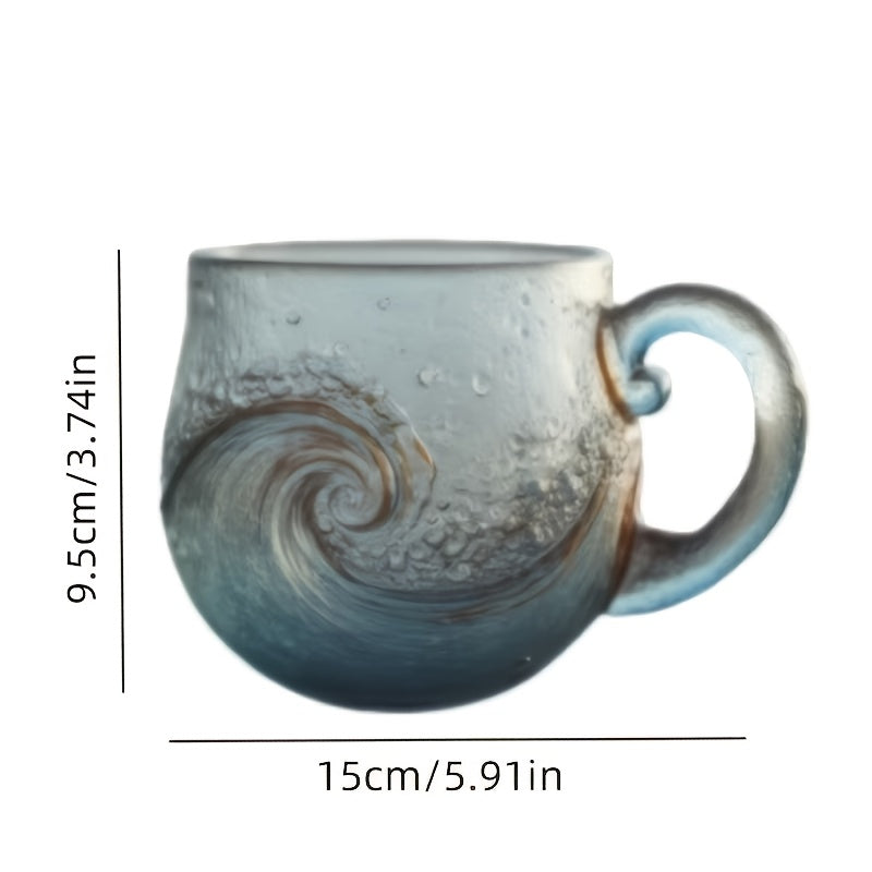 Sea Glass Wave Mug Blue Swirl Beach Theme Handcrafted Textured 30oz Cup for Tea Coffee Wine - Ocean Inspired Drinkware Gift for Beach Lovers | Nuvia Haven