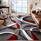 Christmas Area Rug Abstract Geometric Non-Slip Machine Washable – Holiday Decor Accent Rug for Living Room, Bedroom, Kitchen, Dining Room & Outdoor
