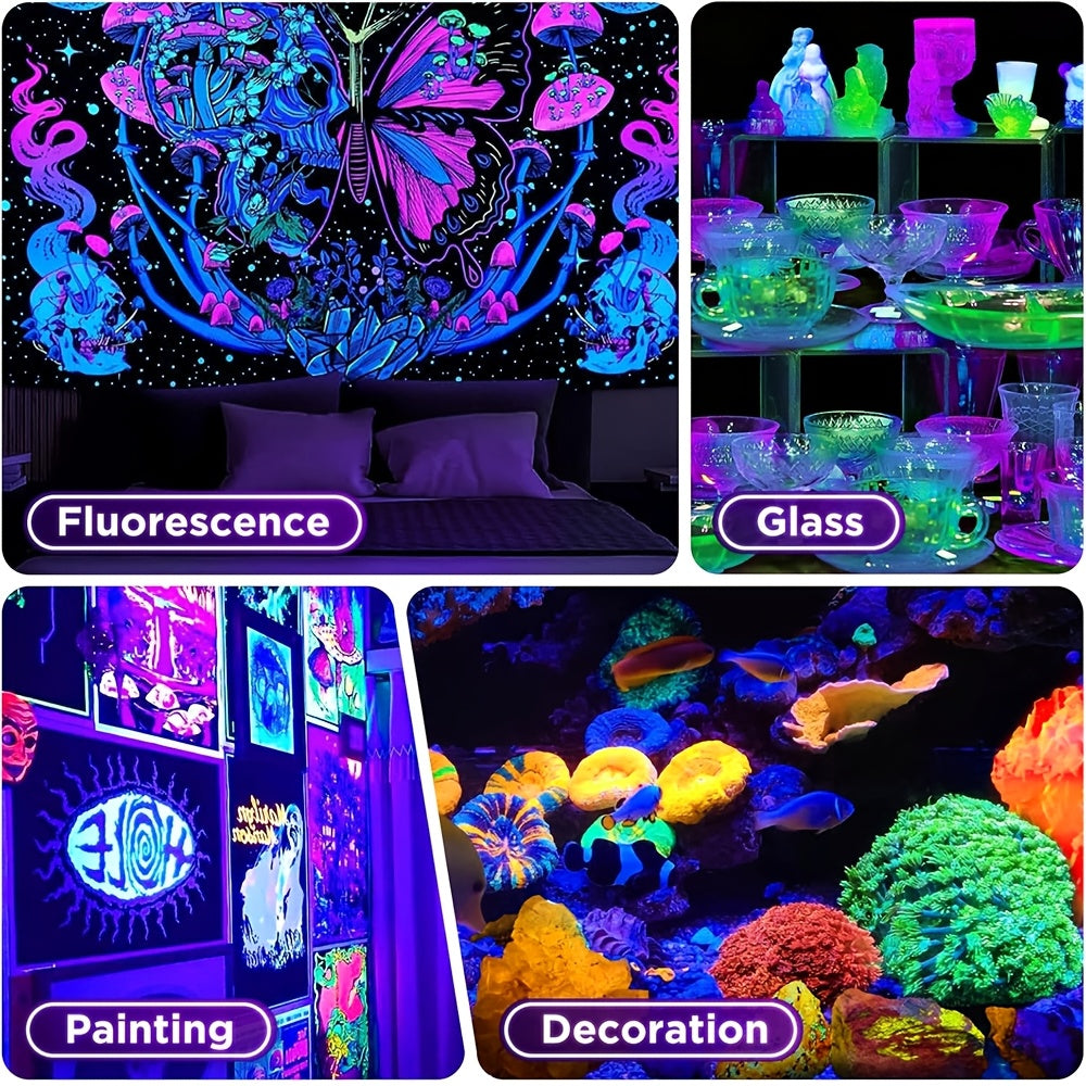 USB UV Black Light LED Mini Spotlights – Connectable 1W UV-A Blacklight for Glow Party, Bedroom Decor, Posters, Halloween & Pet Urine Detection – 2, 4 or 6 Pack
