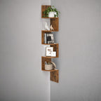 5-Tier Corner Floating Shelf Wall Mount Space-Saving Display Organizer Storage Rack for Bedroom Living Room 7.9x7.9x49.6 Inch Black White Brown