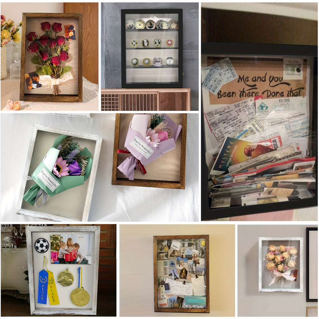 11x14 Large Shadow Box Display Frame with 4 Removable Shelves – Country Memory Box for Medals, Coins, Photos, Championship Rings, Flowers, Pins & Keepsakes Collection