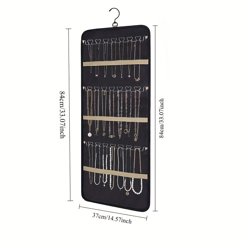 Double-Sided 48-Slot Jewelry Storage Bag Wall Mount – Large Capacity Necklace & Accessories Organizer, Perfect Gift for Women, Jewelry Tower for Small Items & Miscellaneous Storage