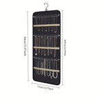 Double-Sided 48-Slot Jewelry Storage Bag Wall Mount – Large Capacity Necklace & Accessories Organizer, Perfect Gift for Women, Jewelry Tower for Small Items & Miscellaneous Storage