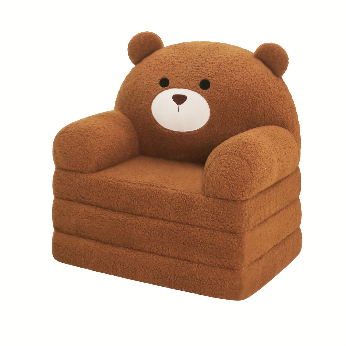 Animal Kids Foldable Sofa 2-in-1 Fold-Out Couch – Soft Polar Fleece High-Density Foam Lounger Chair for Playroom, Boys & Girls Room Decor, Cute Teddy Bear, Panda, Kitten & Milk Cow Styles