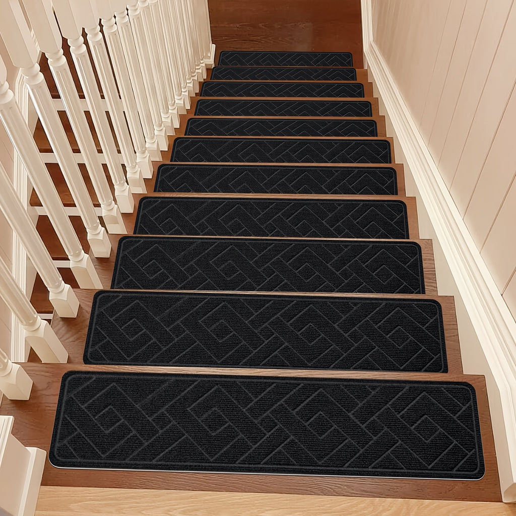 Non-Slip Stair Treads Self-Adhesive 4mm TPR Stair Mats for Hardwood Floors Indoor Stairs Carpet Pads 6pcs or 15pcs Set
