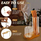 4-Piece Minimalist Glass Incense Holder Set with Wooden Base – Transparent Zen Style Ash Catcher for Yoga, Meditation & Home Decor