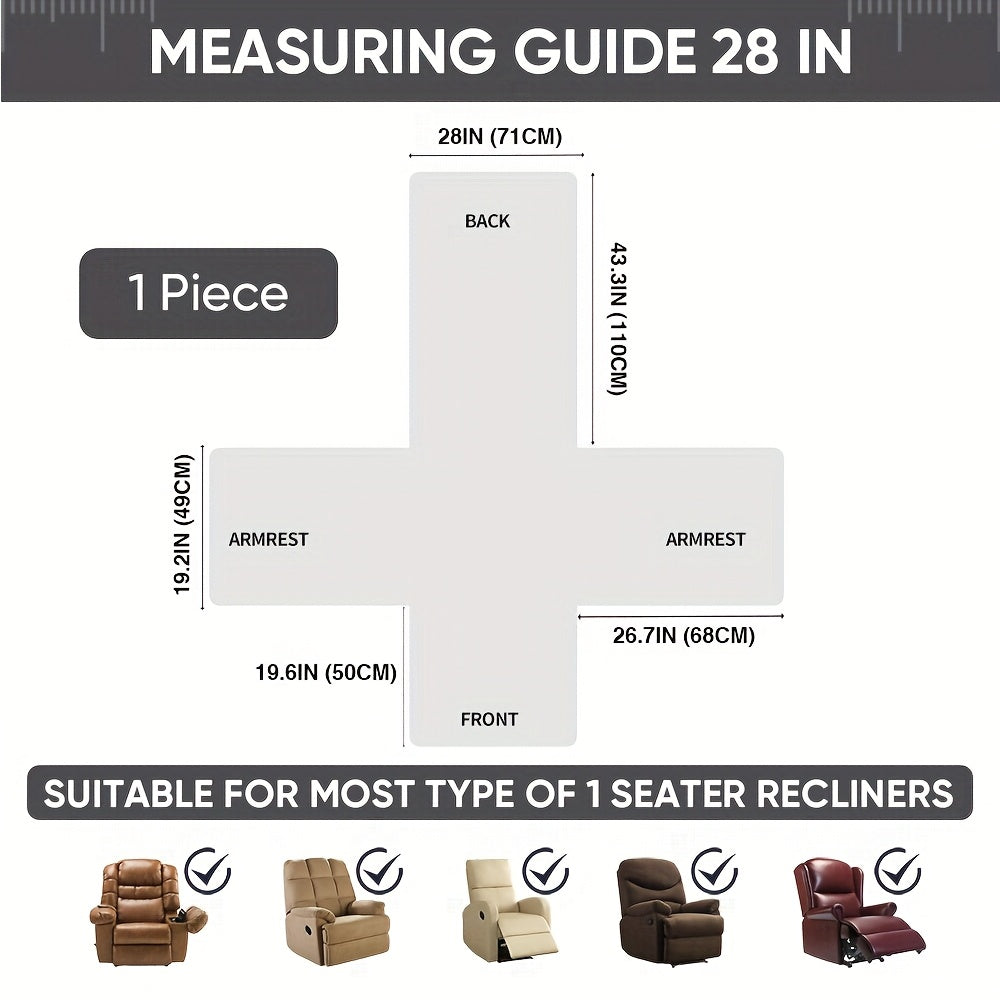 Recliner Chair Cover Waterproof Non-Slip, Oversized Recliner Slipcover with Side Pocket & Elastic Straps, Washable Furniture Protector for Dogs & Pets, Warm Cozy Chair Cover, 1 Piece