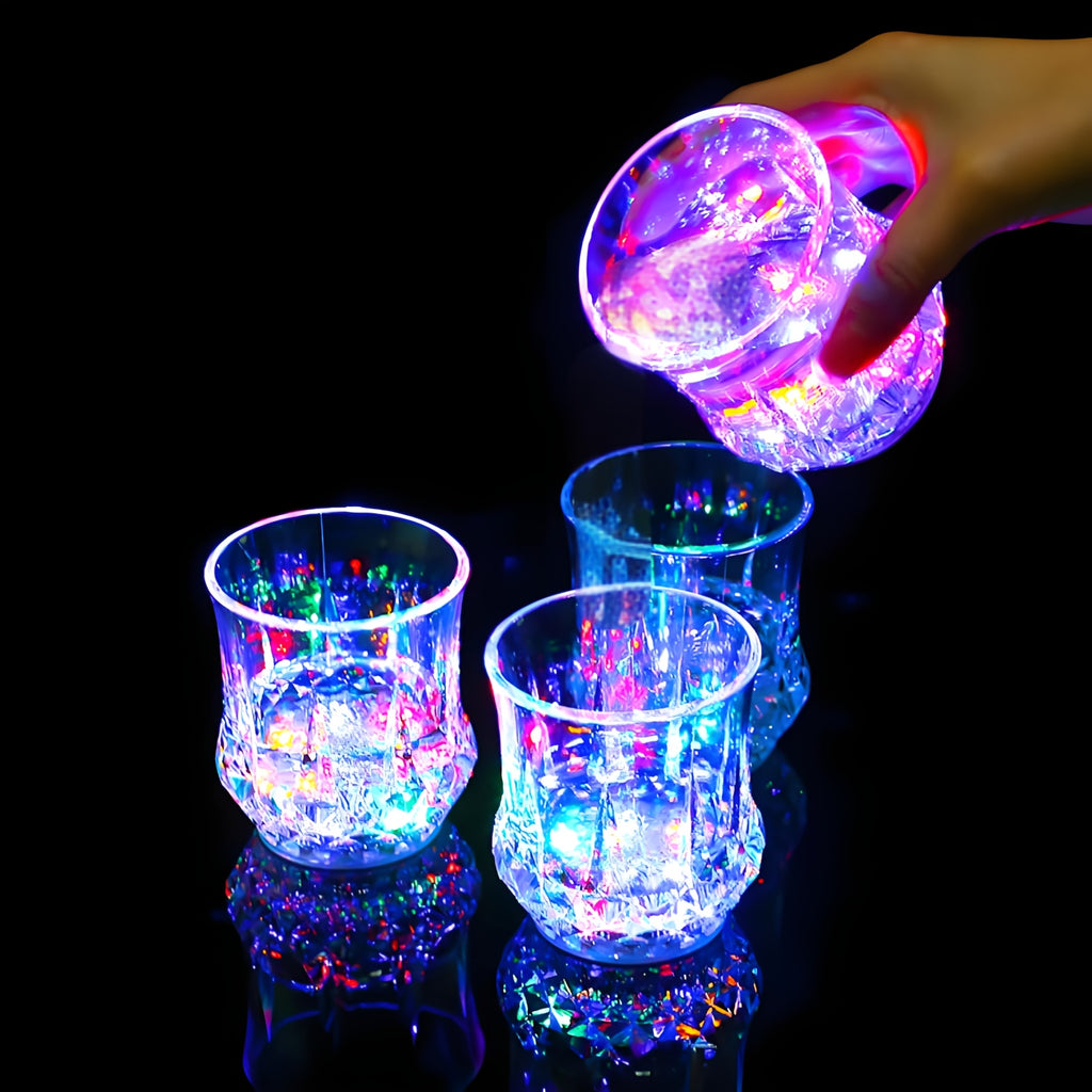 LED Light Up Cups 6 Pack - Glow in the Dark Beer Mugs with Colored LED Lights for Party, Birthday, Christmas, Disco & Valentine's Day, Fun Party Supplies Drinkware Set