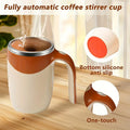 Self Stirring Coffee Mug 13.3oz - Magnetic Stirring Technology, 304 Stainless Steel Travel Mug, No Battery Needed, Ergonomic Handle & Spill-Proof Lid, Great Gift for Coffee Lovers