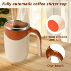 Self Stirring Coffee Mug 13.3oz - Magnetic Stirring Technology, 304 Stainless Steel Travel Mug, No Battery Needed, Ergonomic Handle & Spill-Proof Lid, Great Gift for Coffee Lovers