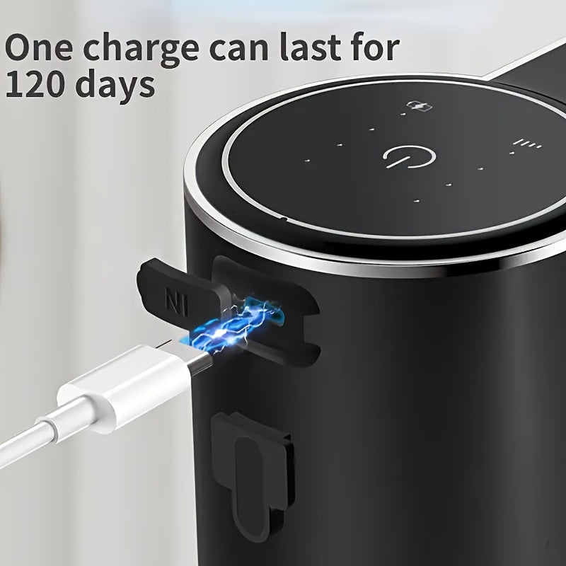 Smart Sensor Automatic Soap Dispenser Nickel Wall-Mount USB Quick Charging with Power Display, 4-Level Adjustable Flow Rate, No-Touch 400ml Foam & Liquid Soap Dispenser for Bathroom Kitchen