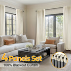 100% Blackout Curtains Back Tab & Rod Pocket for Bedroom Living Room - Thermal Insulated Darkening Drapes 2 & 4 Panel Sets for Windows Office Kitchen, Modern Home Decor