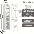 Floor Standing Bathroom Cabinet PVC Double Door White Thickened Space Saving Corner Shelf for Toilet Paper Shampoo Storage Home Hotel School Restroom