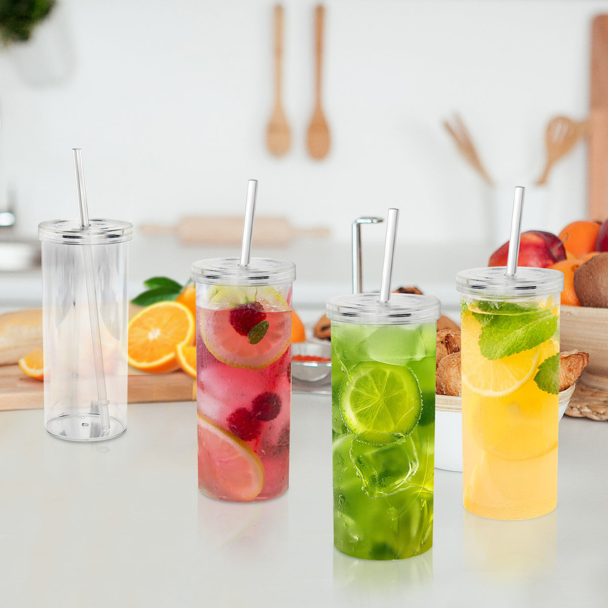 20oz Clear Plastic Cup with Lid & Straw – Reusable Iced Coffee Tumbler Set for Commuting, Office, Travel & Daily Use | 2-Pack & 4-Pack