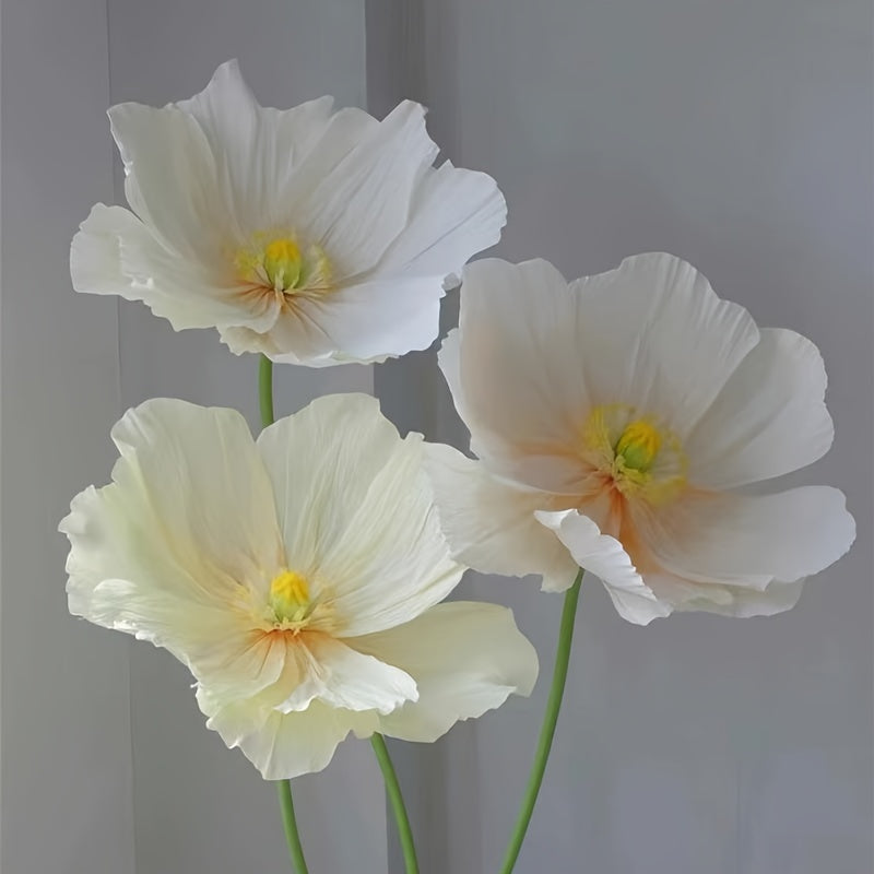 Super Large Poppy Artificial Paper Flowers 1pc – Oversized Handcrafted Paper Art Flower for Wedding Scene, Shop Window & Home Decor, Fake Floral Centerpiece Decoration