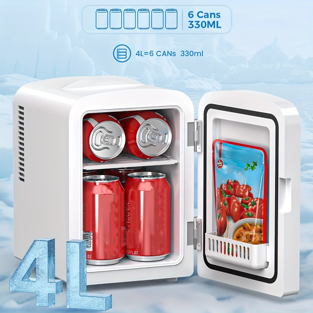 Portable Mini Fridge 15 Can 10 Liter Cooler with AC & DC Adapters – Compact Skincare & Beverage Refrigerator for Bedroom, Dorm, Office & Car – 1.06 or 2.64 Gal