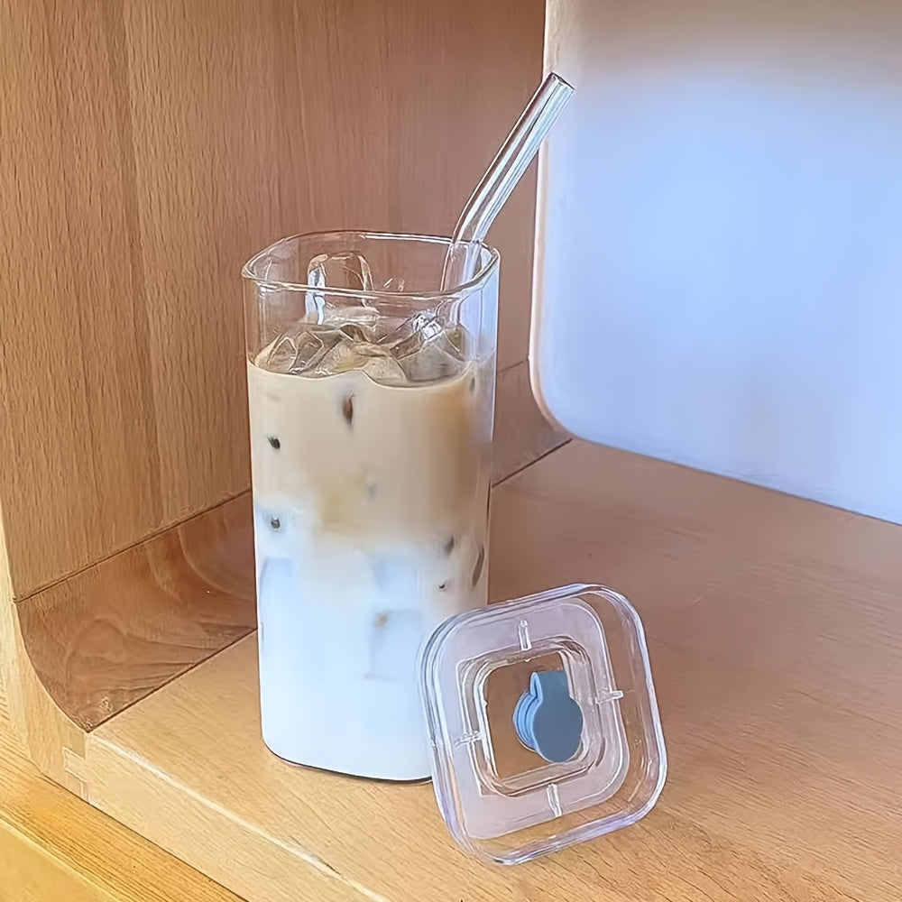 2pcs 12oz Reusable Glass Travel Cups Heat Resistant Shatter Resistant with Lid & Straw - Hot Cold Drinks Outdoor Travel Coffee Tea | Nuvia Haven