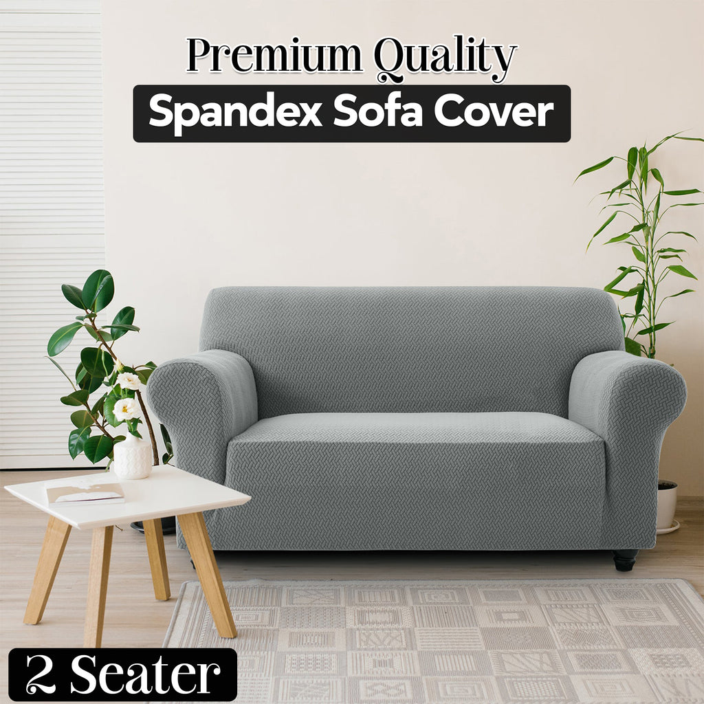 Plush Thick Spandex Sofa Cover Elastic Bottom – Soft Stretchable Couch Slipcover, Non-Slip, Machine Washable, 6 Colors, 2/3 Seater, Living Room Apartment Office Home Decor