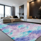 Velvet Shag Area Rug with Non-Slip Backing – Super Soft Plush Indoor Carpet for Living Room, Bedroom & Kitchen, Tie-Dye & Solid Colors, 5 Sizes