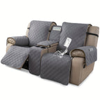 Recliner Loveseat Cover with Console 4-Piece Chenille Quilted Waterproof Slipcover | Non-Slip Pet Scratch Resistant Sofa Protector with Cup Holder Pocket, 9 Colors