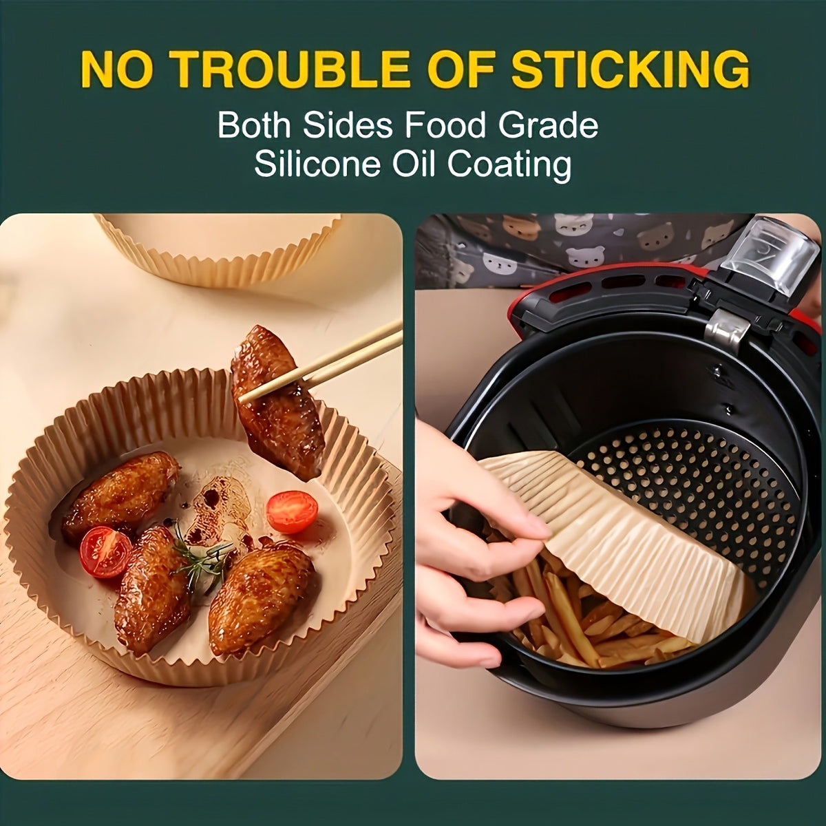 Air Fryer Liners 300pcs Round 7.9-Inch Unbleached Parchment Paper – Oil-Resistant Nonstick Baking Paper for Air Fryer, Oven, Grilling & Microwave