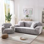 Velvet Stretch Sofa Cover Slipcover – Thick High-Elasticity Plush Couch Cover for L-Shape 1 2 3 4 Seater, Polyester Spandex Furniture Protector with Pillowcase for Living Room
