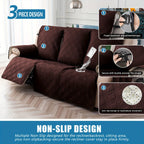 Recliner Slipcovers 3pcs Set – Waterproof Non-Slip Elastic Quilted Recliner Chair Cover Furniture Protector for Living Room Bedroom Office, Valentine's Day Gift Home Decor