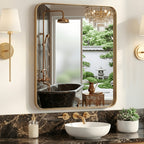 Metal Framed Rounded Rectangle Wall Mirror for Bathroom – Over Sink, Horizontal or Vertical Hanging, Modern Farmhouse Decor, Matte Black, Gold & Silver, Multiple Sizes 16x20 to 36x48 In