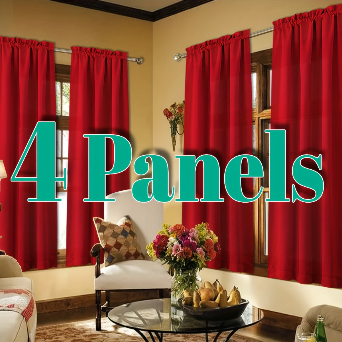 Light Filtering Curtains 4 Panels Solid Color Rod Pocket – Soft Brushed Sheer Window Drapes for Living Room Bedroom Office, 8 Sizes 10 Colors