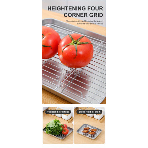 Baking Pan Set with Cooling Rack Large Stainless Steel Cookie Sheet Non-Toxic Durable Easy Clean Professional Oven Tray for Baking Roasting Holiday Baking