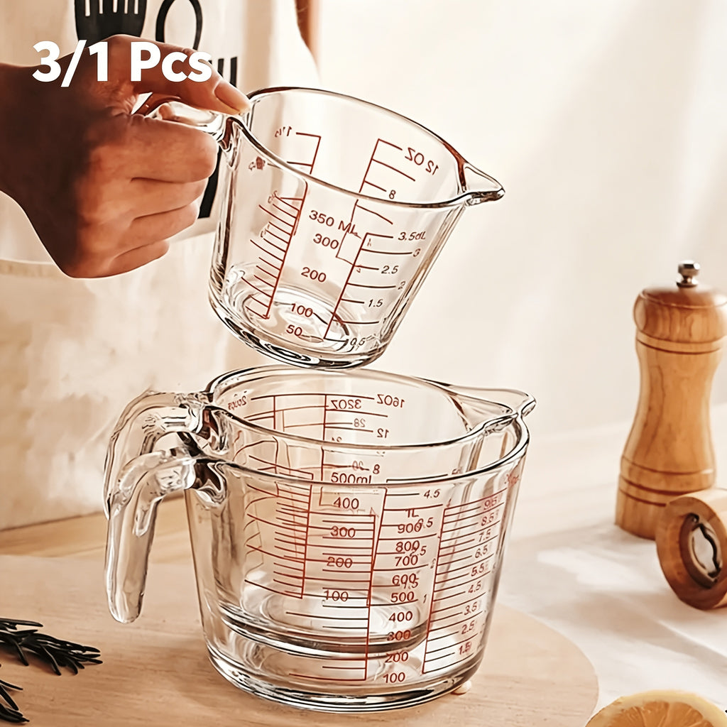 Glass Measuring Cup | Microwave Safe, High Temp Resistant with Scale & Handle