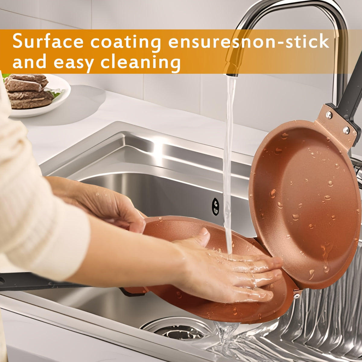 Double-Sided Nonstick Pancake Pan Flip Omelette Skillet Easy Flip Frying Pan for Fluffy Pancakes Frittatas Omelets Dishwasher Safe Iron Cookware