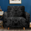 Floral Print Sofa Cover Stretch Elastic Polyester - Artistic Black Floral Pattern Couch Slipcover Machine Washable for 1 2 3 4 Seater Living Room Bedroom Dining Chair