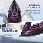 Handheld Clothes Steamer Non-Stick Soleplate – High-Pressure Anti-Calc, Adjustable Temp for Dry & Wet Clothes, Fast Heating Compact Steamer for Travel, Home & Office | Deep Purple