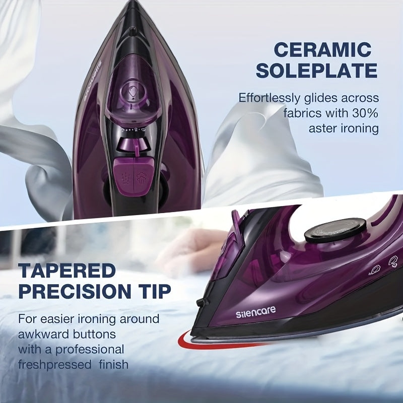 Handheld Clothes Steamer Non-Stick Soleplate – High-Pressure Anti-Calc, Adjustable Temp for Dry & Wet Clothes, Fast Heating Compact Steamer for Travel, Home & Office | Deep Purple