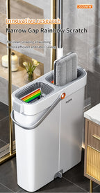 Flat Mop and Bucket Set 360 Degree Rotating Hands-Free Wringing Dual Compartment Clean Dirty Separation Ultra-Fine Fiber Floor Mop for Kitchen Bathroom Hardwood Tile