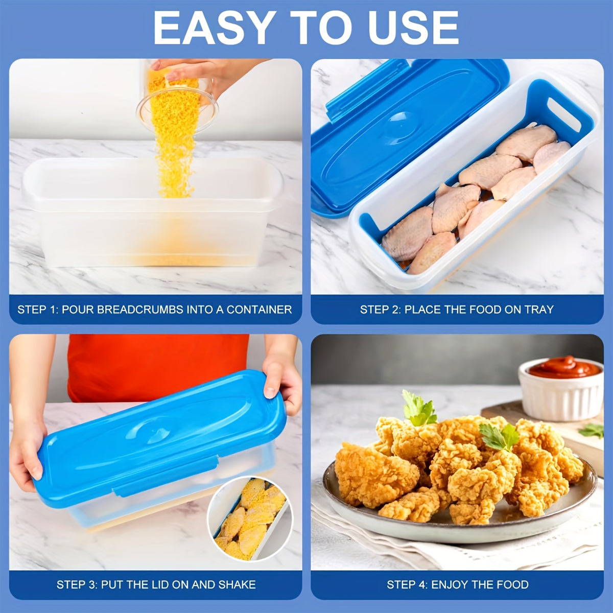 Batter Shaker Bowl with Lid 2-Piece Set for Breading and Seasoning - Flour Coating Bowl for Fried Chicken, Fish, Onion Rings & Crispy Fried Foods