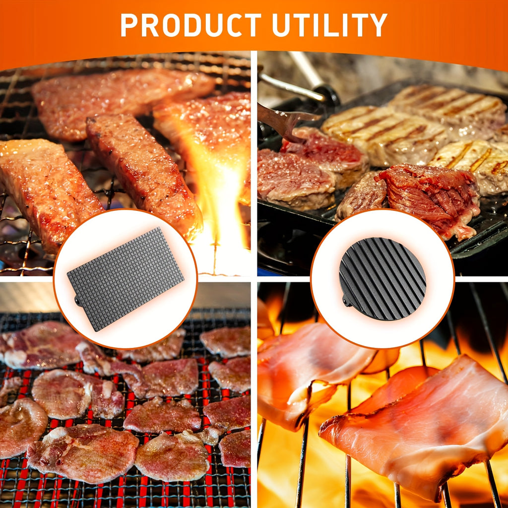 Cast Iron Burger Press Kit Round & Rectangular with Wooden Handle – 2-Piece Heavy-Duty Smash Burger Press for Grilling, BBQ, Sandwiches, Camping & Family Cookouts