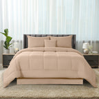 5-Piece Comforter Set – Reversible Quilted Down Alternative Bedding Set with Pillow Shams, Bed Skirt & Cushion | All Season | Twin, Queen, King