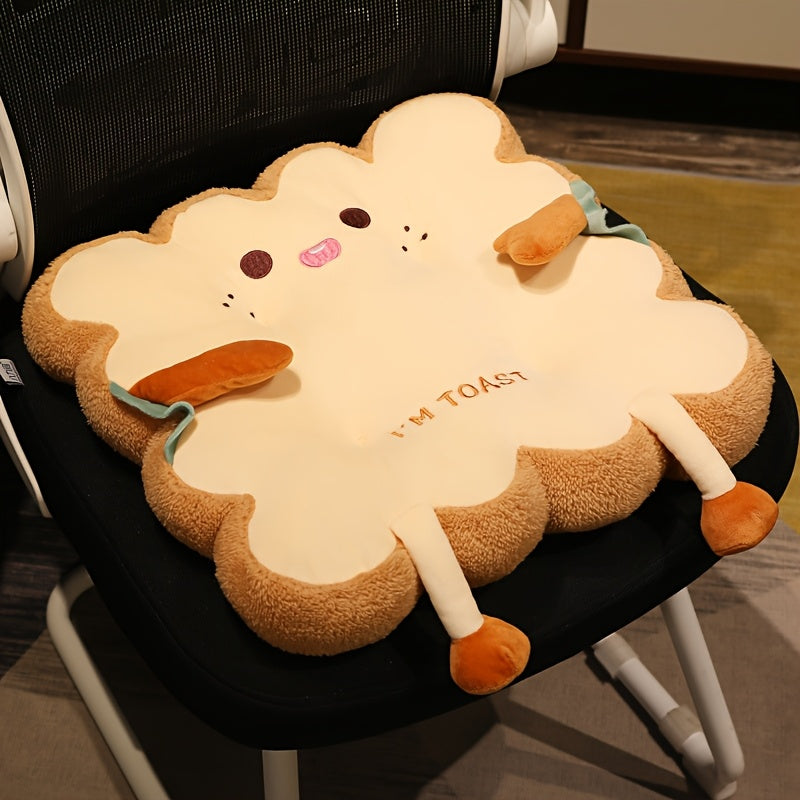Kawaii Toast Chair Cushion Bread Shaped Plush Seat Pillow for Office Desk, Car, Sofa & Bedroom, Cute Food Throw Pillow, Fun Birthday Christmas Gift Idea for Girls, Kids & Friends