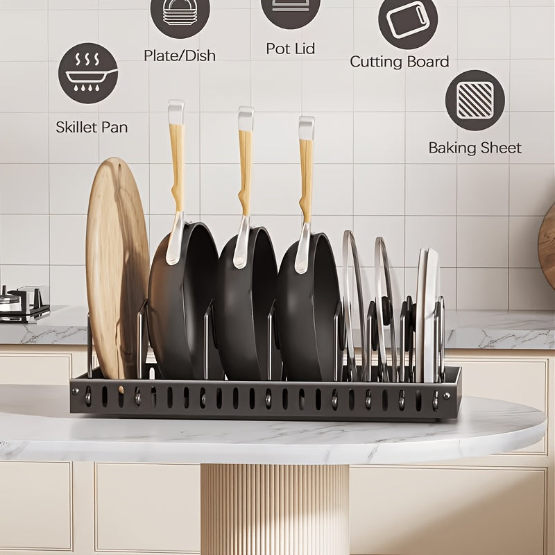 Pull Out Cabinet Organizer Under Cabinet Pot and Pan Rack Sliding Storage with Adjustable Dividers for Pot Lids Bakeware Plates