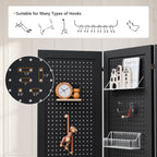 5 FT Freestanding Pegboard Room Divider | Wood Folding Privacy Screen & Display Board Organizer with Support Feet – White, Black, Natural, Grey | Craft Shows, Retail & Home