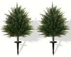 Artificial Cedar Topiary Ball Trees 2 Set UV Resistant Fake Cypress Evergreen Shrub with Ground Spike Faux Plant for Outdoor Porch Garden Yard Indoor Home Decor