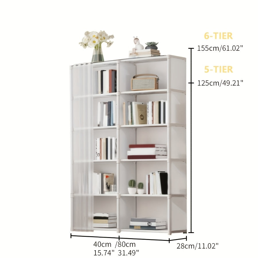 Multi-Purpose Storage Rack Single Double Row Dustproof Bookcase – Easy Install 15.75/31.5 Inch Clothing Storage Cabinet for Office, Classroom, Living Room, Bedroom & Dorm